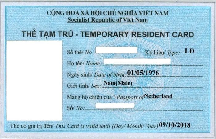 Temporary Residence Card Vietnam